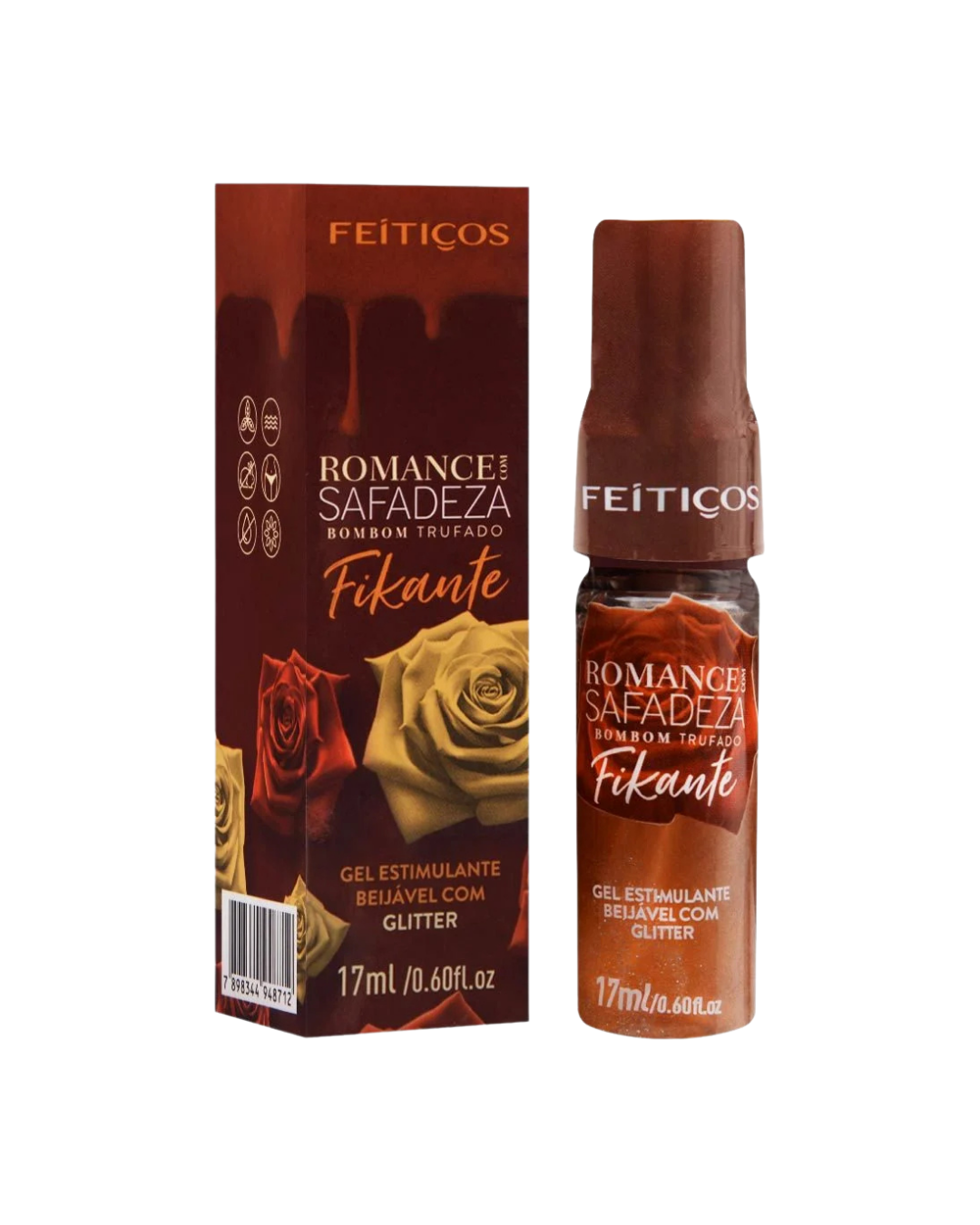 Romance con safadeza Fikante Bombom Trufado gel estimulante besable con glitter 17Ml Feitiços