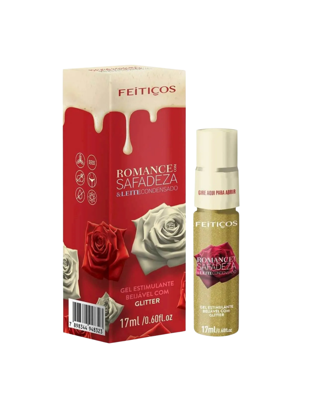 Romance con safadeza leche condensado gel estimulante besable con glitter 17 Ml Feitiços